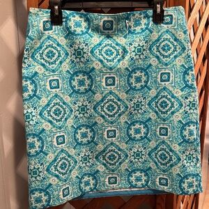 Talbots Aqua Geometric Pencil Skirt
